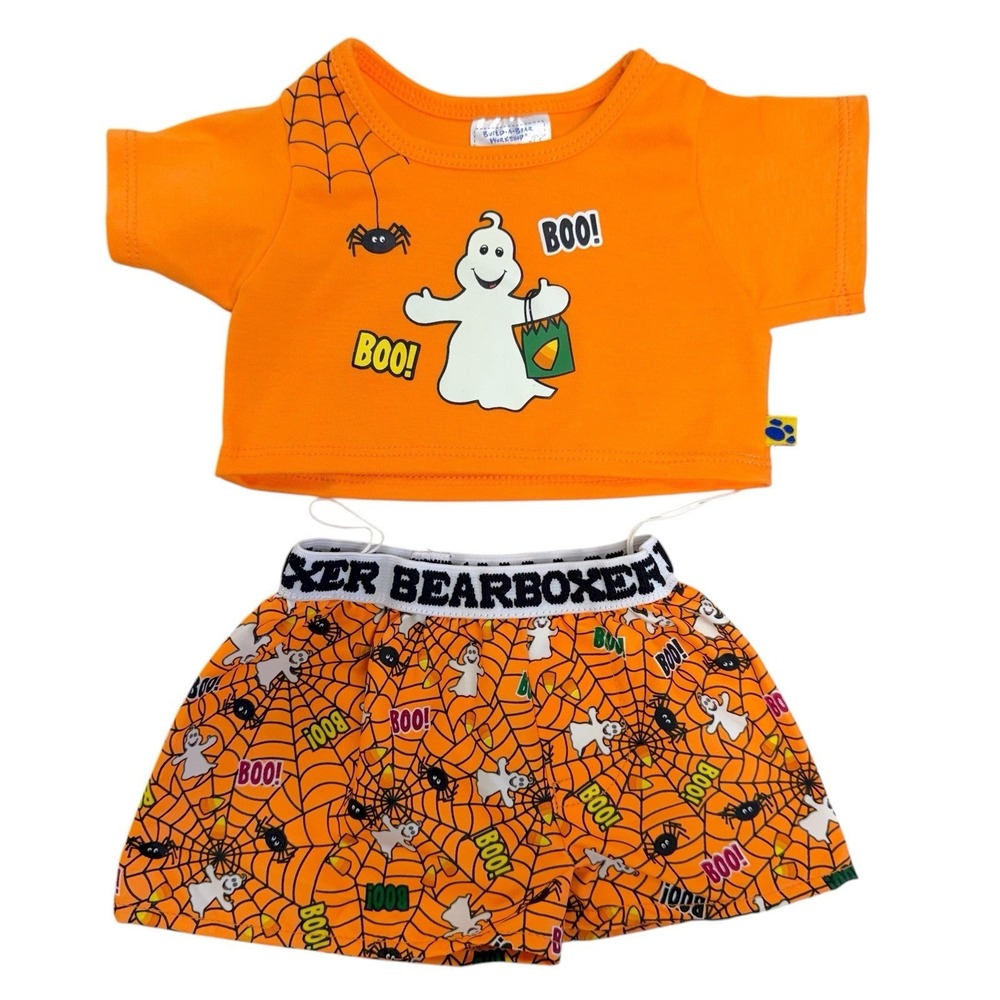 Vintage Build-A-Bear Trick Or Treat Halloween Matching Outfit Top & Bearboxers